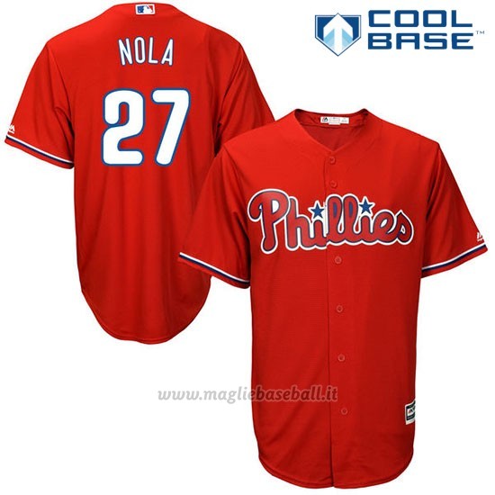Maglia Baseball Uomo Philadelphia Phillies Aaron Nola Rosso Cool Base